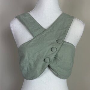 Free People‎ Green Cotton Crisscross Crop Top in Sage Size XS